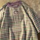 Short-sleeve Crew Neck Striped T-shirt