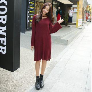 Lace-up Knit Dress