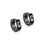 Simple And Fashion Plated Black Geometric Round Cubic Zirconia 316l Stainless Steel Stud Earrings Black - One Size