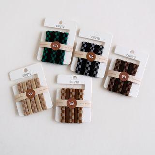 Set Of 4: Plain / Checker Hair Tie