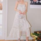Rhinestone Strap Sequined Midi A-line Dress