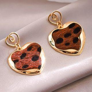 Leopard Print Alloy Dangle Earring 1 Pair - As Shown In Figure - One Size
