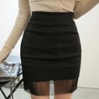 Pleated-chiffon Hem Mini Skirt