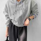 Letter Napped Cropped Hoodie