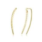 925 Sterling Silver Plated Champagne Gold Simple Straight Earrings Champagne - One Size