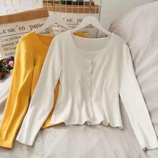 Square-neck Light Knit Cardigan In 5 Colors