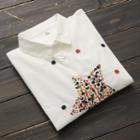 Star Embroidered Shirt White - One Size
