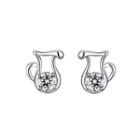 925 Sterling Silver Twelve Horoscope Aquarius Stud Earrings With White Cubic Zircon