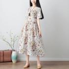 Ethnic Floral Short-sleeve Dress