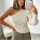 One-shoulder Cable-knit Sweater