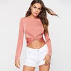 Twisted Long-sleeve Cropped T-shirt