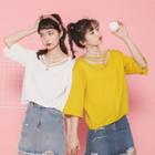 Elbow-sleeve T-shirt With Star Charm