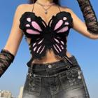 Halter-neck Butterfly Crop Camisole Top