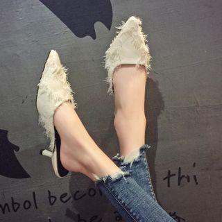 High-heel Furry Mules