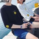 Couple Embroidered 3/4-sleeved T-shirt