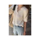 [dearest] Scallop-edge Button-trim Knit Top Cream - One Size