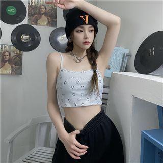 Smiley Face Print Cropped Camisole Top
