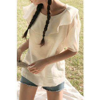 Capelet Puff-sleeve Sheer Blouse