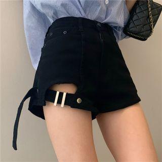 Plain Cut-out A-line Elastic Shorts