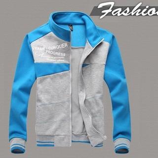 Color-block Lettering Zip Jacket