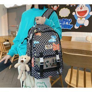 Buckled Lettering Lightweight Backpack / Bag Charm / Set
