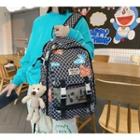 Buckled Lettering Lightweight Backpack / Bag Charm / Set