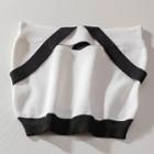 Strapless Contrast Trim Knit Top White - One Size