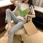 Short-sleeved Plain T-shirt / Camisole Top