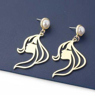 Faux Pearl Face Drop Earring Gold - One Size