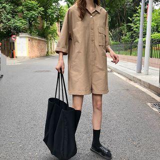 Elbow-sleeve Cargo Playsuit