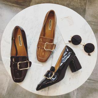 Faux-leather Patent Buckled Loafers