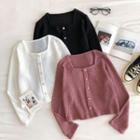 Single-breasted Square-neck Long-sleeve Top