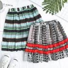 Color-block Chiffon Elastic-waist A-line Skirt