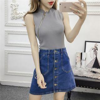Zip Accent Knit Tank Top