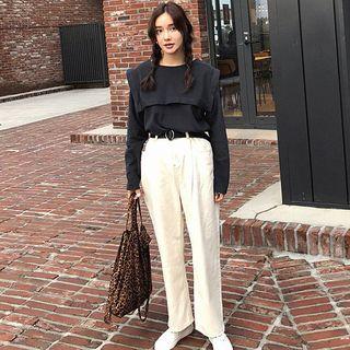 Long-sleeve Sailor Collar T-shirt / Wide-leg Pants