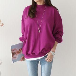 Puff-sleeve High-neck Sweatshirt
