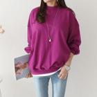 Puff-sleeve High-neck Sweatshirt