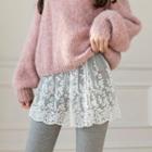 Lace Sheer Mini A-line Skirt
