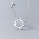 925 Sterling Silver Smiley & Sun Pendant Necklace Silver - One Size