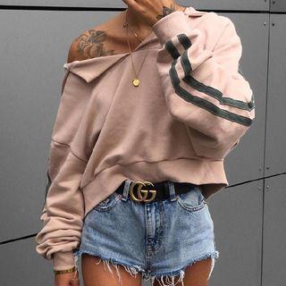 Contrast Trim Cropped Hoodie