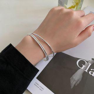 Layered Alloy Bangle Silver - One Size