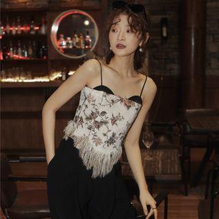 Spaghetti Strap Fringed Top