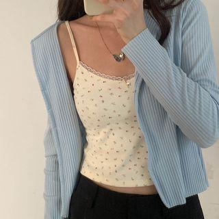 Lace Trim Floral Camisole Top