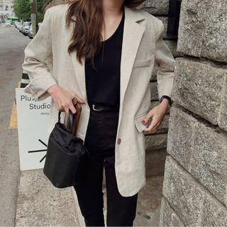 Button Back Blazer Beige - One Size