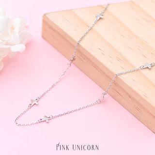 925 Sterling Silver Cross Choker Silver - One Size