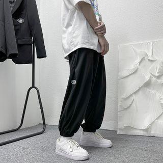 High-waist Embroider Straight-cut Pants