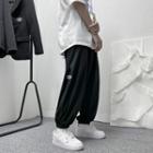 High-waist Embroider Straight-cut Pants