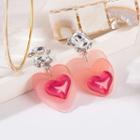 Heart Drop Earring 1 Pair - E5417 - Pink - One Size