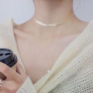 Faux Pearl Alloy Pendant Necklace