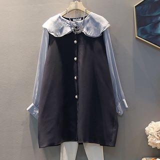 Ruffle Trim Color Block Shirt